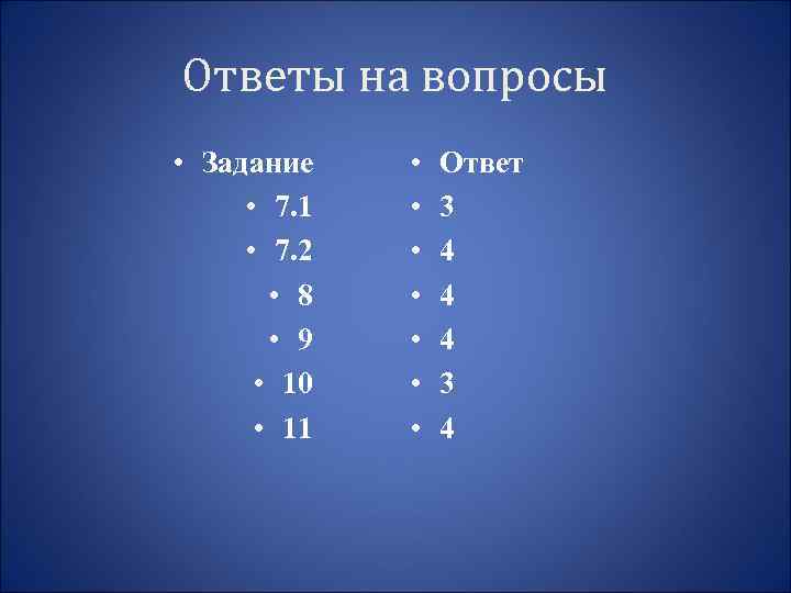 Ответы на вопросы • Задание • 7. 1 • 7. 2 • 8 •