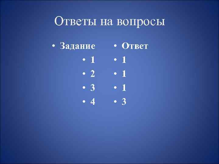 Ответы на вопросы • Задание • 1 • 2 • 3 • 4 •