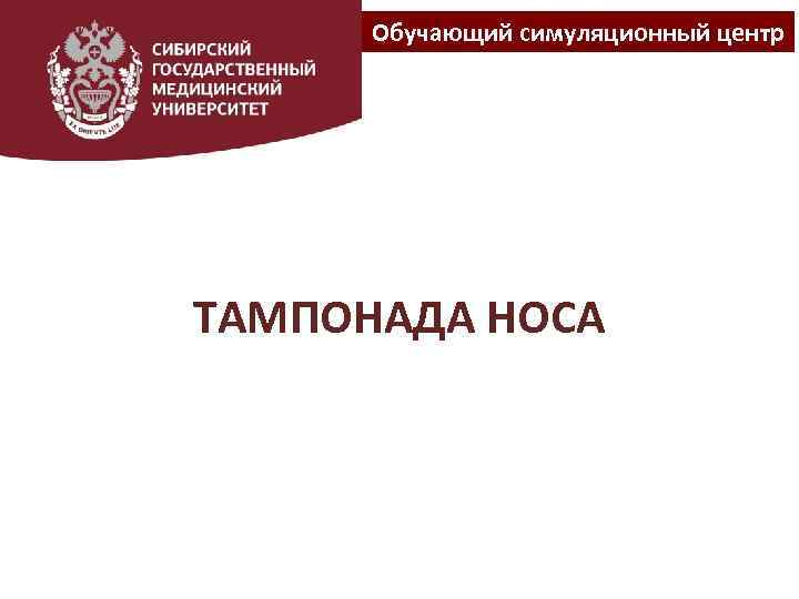Обучающий симуляционный центр ТАМПОНАДА НОСА 