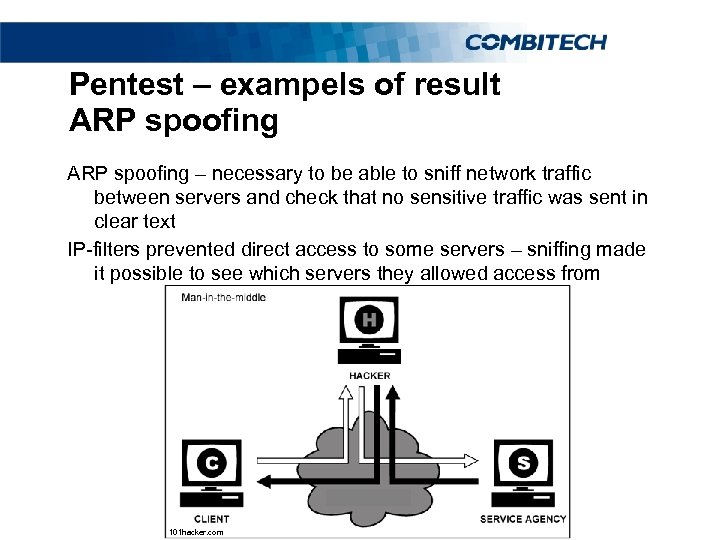 Pentest – exampels of result ARP spoofing – necessary to be able to sniff