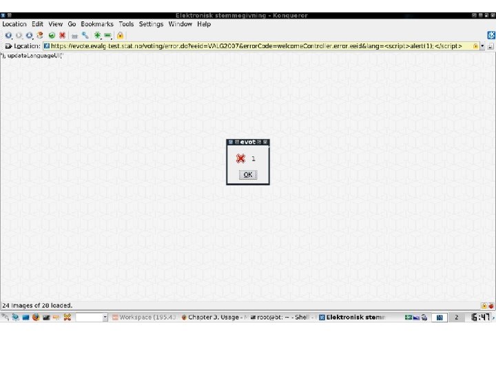 Kodgranskning – exempel på xss The vulnerable link which was identified during the test