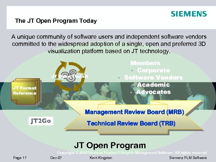 The JT Open Program Today A unique community of software users and independent software