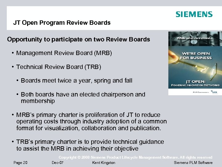 JT Open Program Review Boards Opportunity to participate on two Review Boards • Management