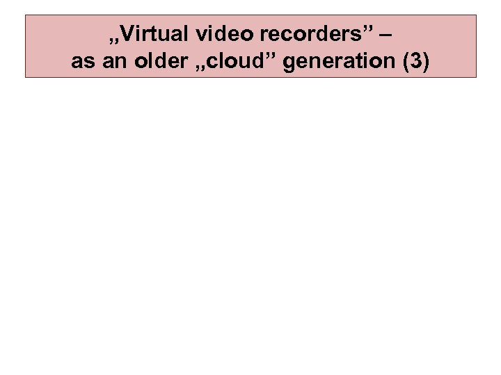 „Virtual video recorders” – as an older „cloud” generation (3) 