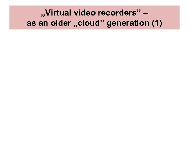 „Virtual video recorders” – as an older „cloud” generation (1) 