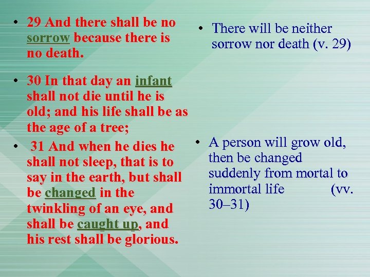  • 29 And there shall be no sorrow because there is no death.