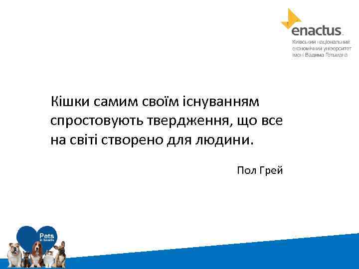 Кішки самим своїм існуванням спростовують твердження, що все на світі створено для людини. Пол