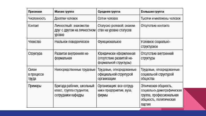 Группа признаки группы виды групп