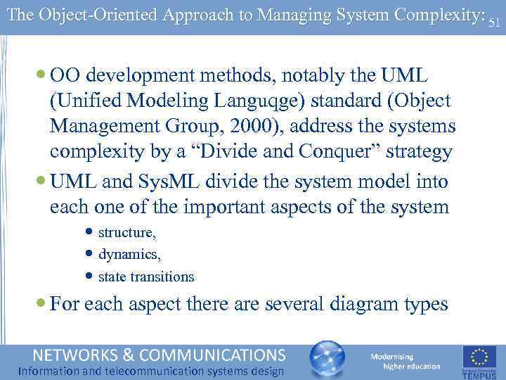 The Object-Oriented Approach to Managing System Complexity: 51 OO development methods, notably the UML