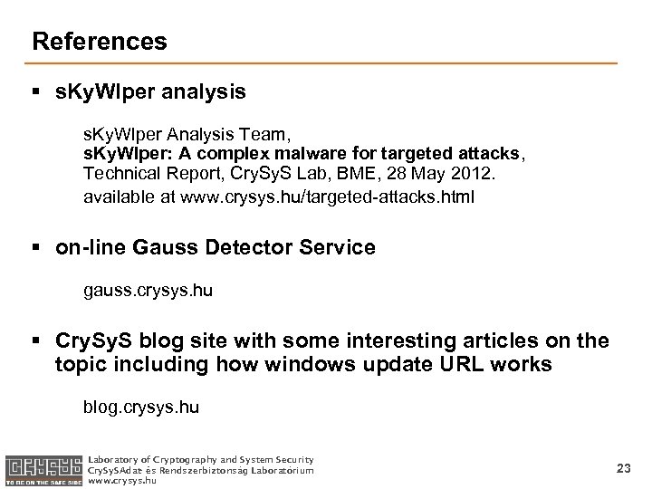 References § s. Ky. WIper analysis s. Ky. WIper Analysis Team, s. Ky. WIper: