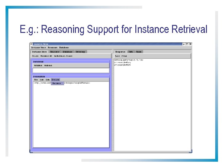 E. g. : Reasoning Support for Instance Retrieval 