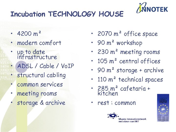Incubation TECHNOLOGY HOUSE • 4200 m² • 2070 m² office space • modern comfort