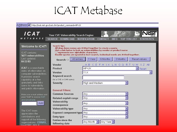 ICAT Metabase 