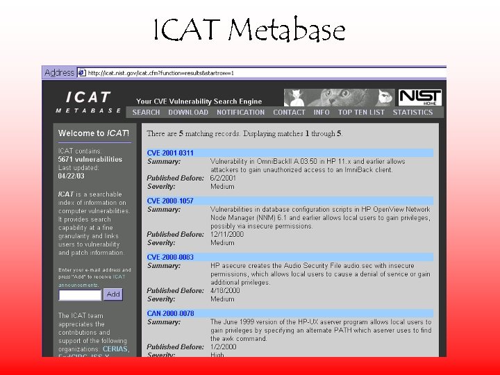 ICAT Metabase 