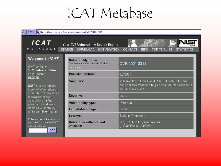 ICAT Metabase 