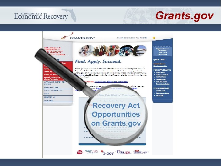 Grants. gov Recovery Act Opportunities on Grants. gov 