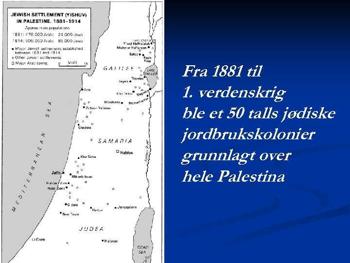 Fra 1881 til 1. verdenskrig ble et 50 talls jødiske jordbrukskolonier grunnlagt over hele