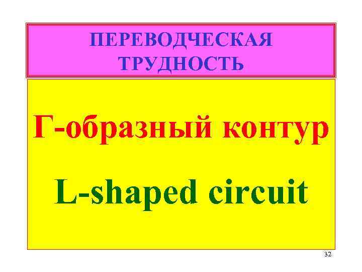 ПЕРЕВОДЧЕСКАЯ ТРУДНОСТЬ Г-образный контур L-shaped circuit 32 