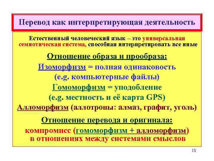 Перевод как интерпретирующая деятельность Естественный человеческий язык – это универсальная семиотическая система, способная интерпретировать