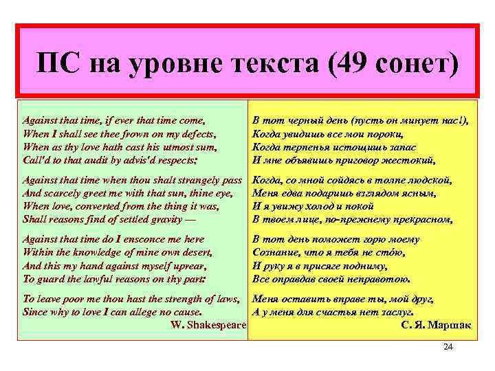 ПС на уровне текста (49 сонет) Against that time, if ever that time come,