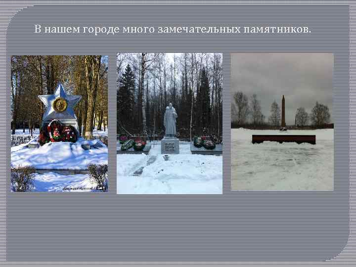 В нашем городе много замечательных памятников. 
