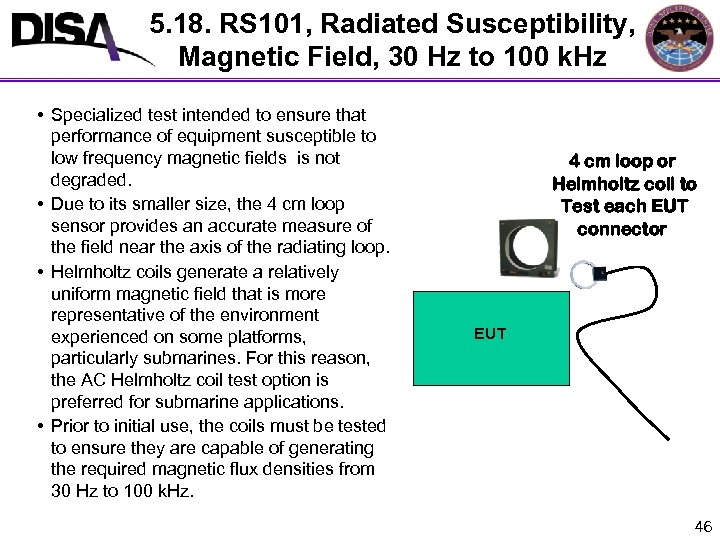 5. 18. RS 101, Radiated Susceptibility, Magnetic Field, 30 Hz to 100 k. Hz