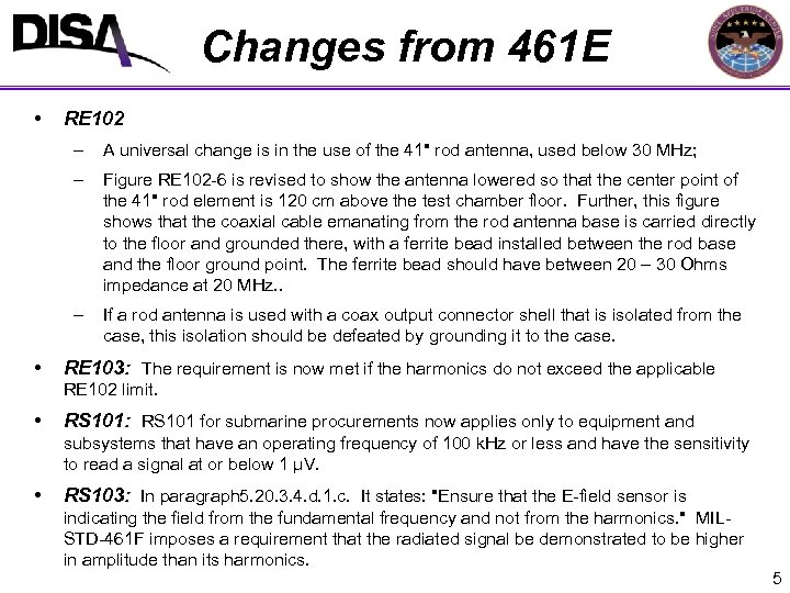 Changes from 461 E • RE 102 – – Figure RE 102 -6 is