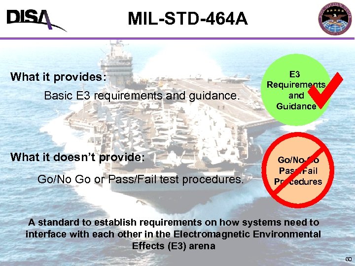 MIL-STD-464 A What it provides: Basic E 3 requirements and guidance. What it doesn’t