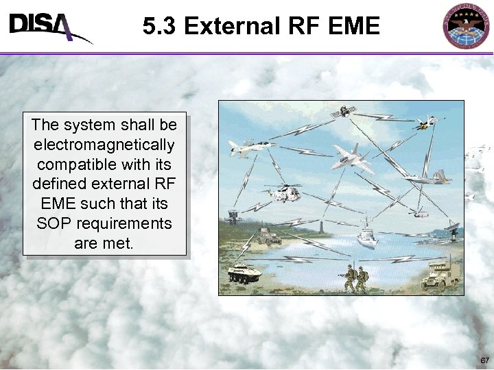 5. 3 External RF EME MIL-STD-464 A Format The system shall be electromagnetically compatible