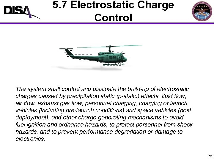 5. 7 Electrostatic Charge MIL-STD-464 A Format Control The system shall control and dissipate