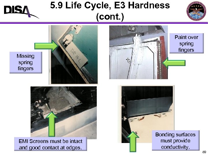 5. 9 Life Cycle, E 3 Hardness MIL-STD-464 A Format (cont. ) Paint over