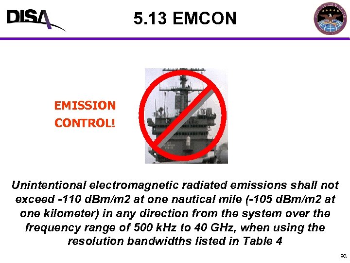 5. 13 EMCON 5. 11 External Grounds EMISSION CONTROL! Unintentional electromagnetic radiated emissions shall