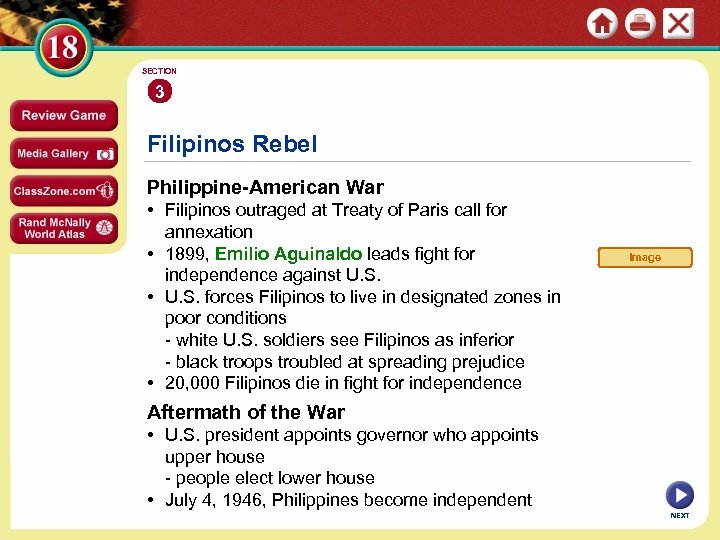 SECTION 3 Filipinos Rebel Philippine-American War • Filipinos outraged at Treaty of Paris call