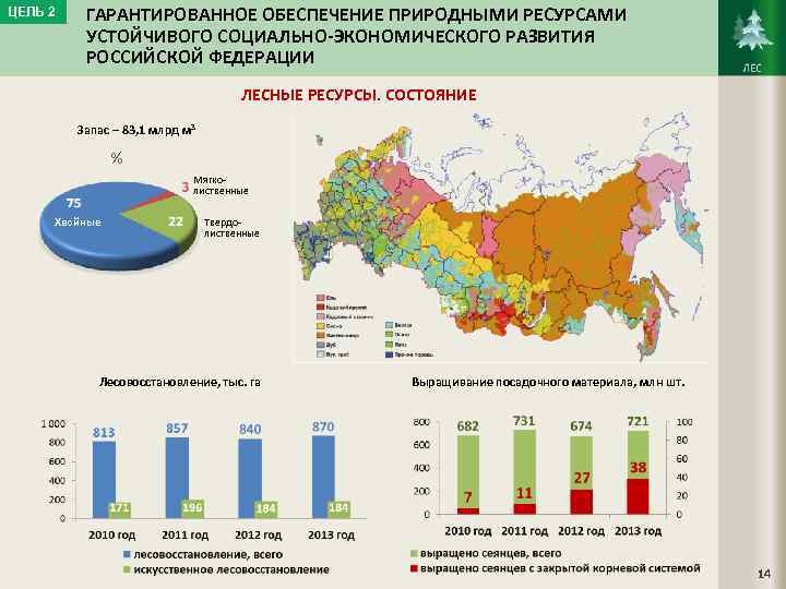 ЦЕЛЬ 2 ГАРАНТИРОВАННОЕ ОБЕСПЕЧЕНИЕ ПРИРОДНЫМИ РЕСУРСАМИ УСТОЙЧИВОГО СОЦИАЛЬНО-ЭКОНОМИЧЕСКОГО РАЗВИТИЯ РОССИЙСКОЙ ФЕДЕРАЦИИ ЛЕСНЫЕ РЕСУРСЫ. СОСТОЯНИЕ