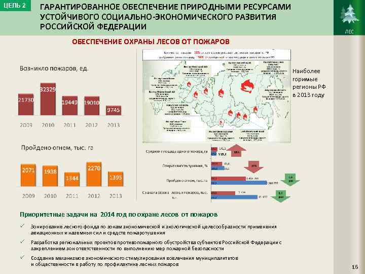 ЦЕЛЬ 2 ГАРАНТИРОВАННОЕ ОБЕСПЕЧЕНИЕ ПРИРОДНЫМИ РЕСУРСАМИ УСТОЙЧИВОГО СОЦИАЛЬНО-ЭКОНОМИЧЕСКОГО РАЗВИТИЯ РОССИЙСКОЙ ФЕДЕРАЦИИ ОБЕСПЕЧЕНИЕ ОХРАНЫ ЛЕСОВ