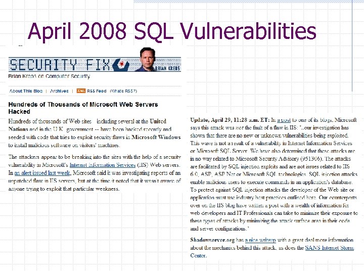 April 2008 SQL Vulnerabilities 