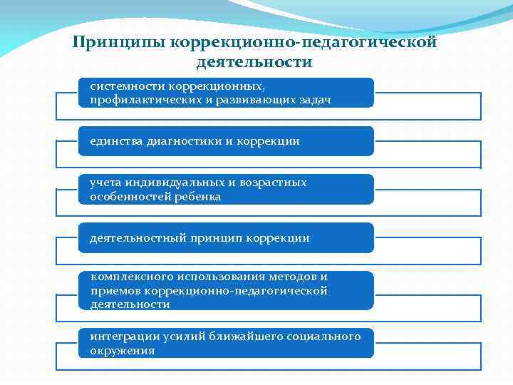 Принципы коррекционно-педагогической деятельности системности коррекционных, профилактических и развивающих задач единства диагностики и коррекции учета