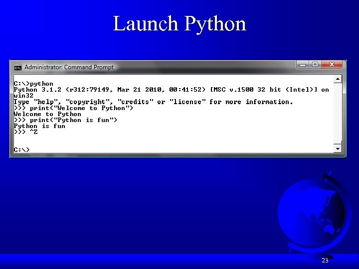 Launch Python 23 