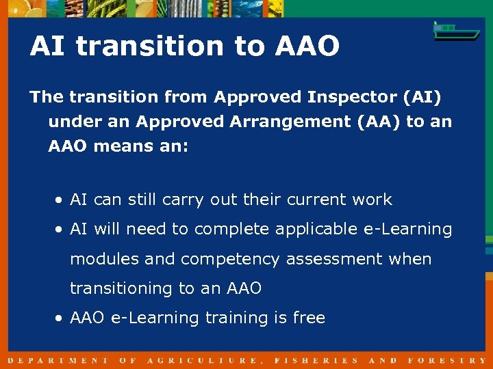 AI transition to AAO The transition from Approved Inspector (AI) under an Approved Arrangement