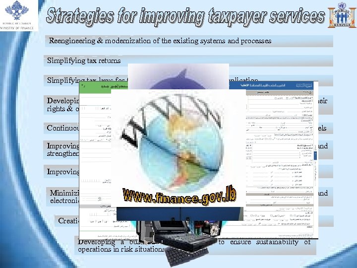 Reengineering & modernization of the existing systems and processes Simplifying tax returns Simplifying tax