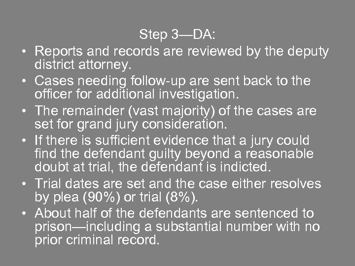  • • • Step 3—DA: Reports and records are reviewed by the deputy