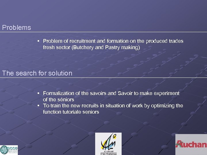 Problems Problem of recruitment and formation on the produced trades fresh sector (Butchery and