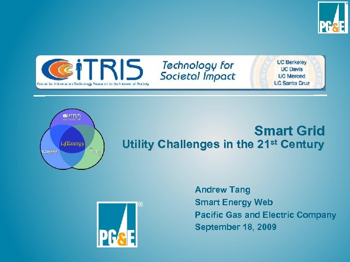 Smart Grid Utility Challenges in the 21 st Century Andrew Tang Smart Energy Web