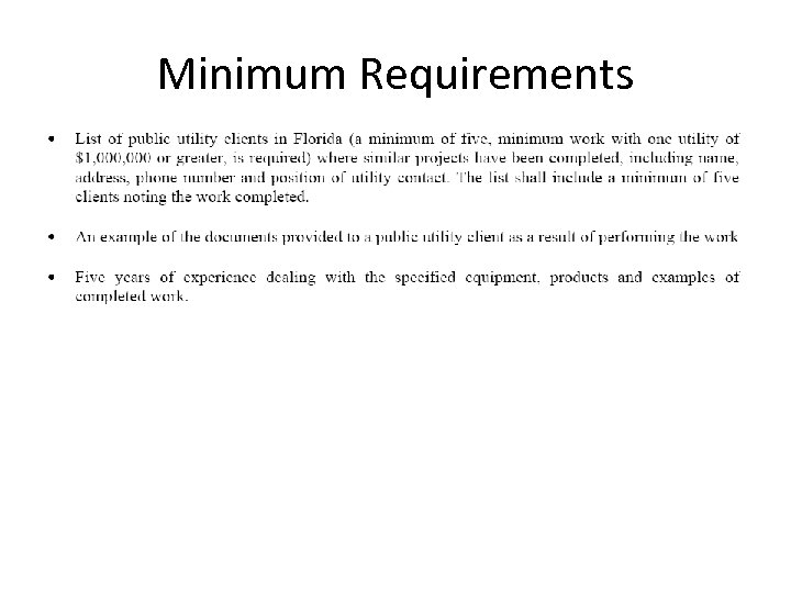 Minimum Requirements 