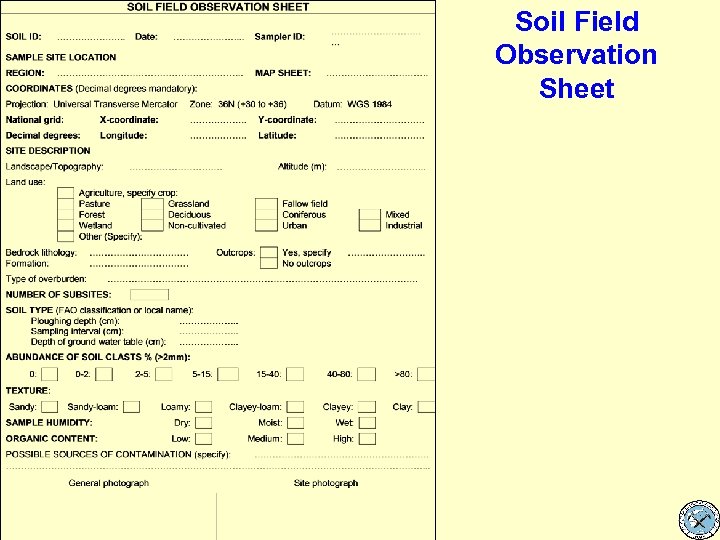 Soil Field Observation Sheet 