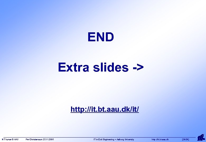 END Extra slides -> http: //it. bt. aau. dk/it/ IKT kurser B AAU Per