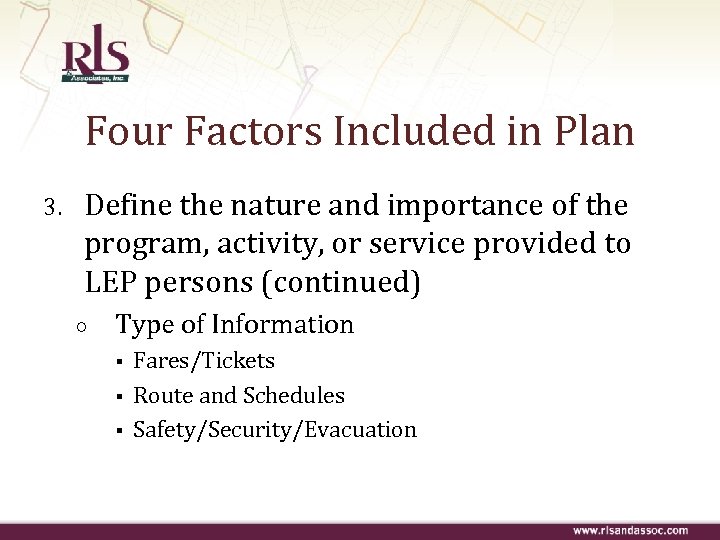 Four Factors Included in Plan 3. Define the nature and importance of the program,