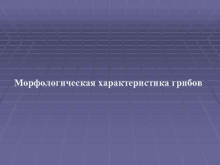 Морфологическая характеристика грибов 