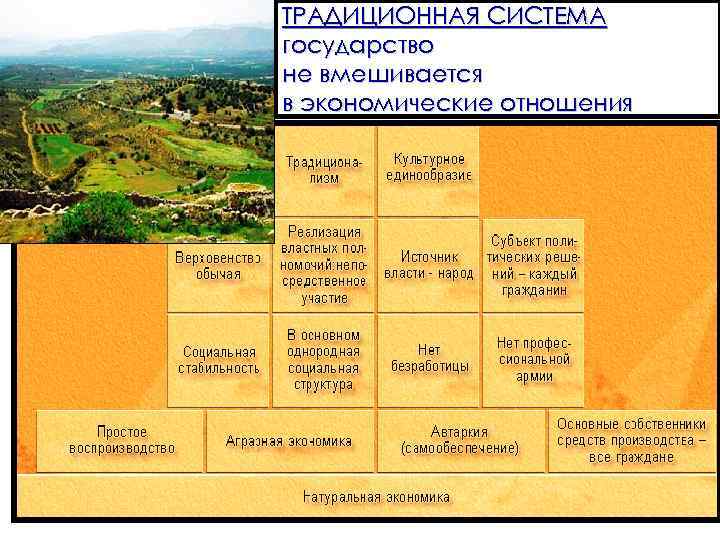 ТРАДИЦИОННАЯ СИСТЕМА государство не вмешивается в экономические отношения 