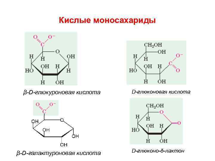 Кислые моносахариды β-D-глюкуроновая кислота β-D-галактуроновая кислота D-глюконо-δ-лактон 